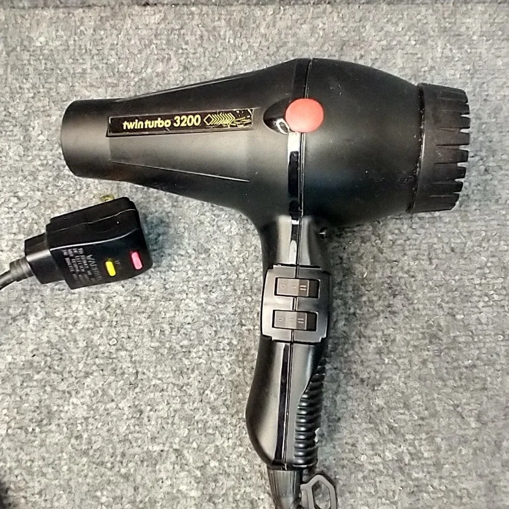 Turbo Power Twin Turbo 3200 Hair Dryer Professional 1900W Black Made in Italy